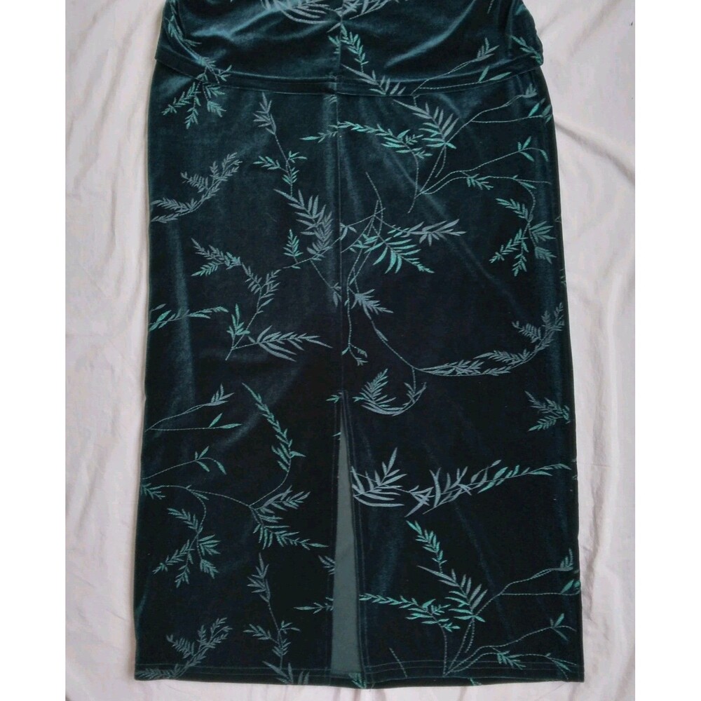 Vintage Kathie Lee Womens Velvet Maxi Dress Dark Green Holiday Women's Large - Picture 10 of 12